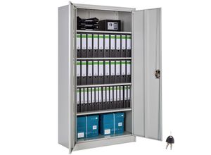 4260505445980 - tectake® Aktenschrank aus pulverbeschichtetem Stahl 4 höhenverstellbare Einlegeböden 180 x 90 x 40 cm