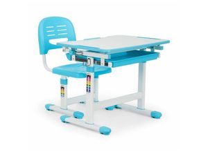 4260509680028 - Oneconcept - Tommi Kinderschreibtisch-Set 2-tlg Tisch Stuhl höhenverstellbar blau - Blau