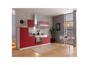 4260515335233 - Küchenzeile KB280WRC 280 cm Weiß - Rot mit Glaskeramik 4260515335233 - Küchenzeile KB280WRC 280 cm Weiß - Rot mit Glaskeramik