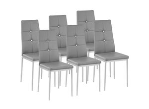 4260517461763 - tectake® 6er Set Esszimmerstuhl gepolstert mit Kunstlederbezug schlanke Stahlbeine 40 x 42 x 97 cm