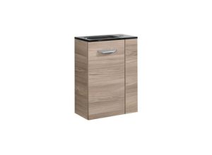 4260527900801 - Luxor sbc Gäste-WC Set 2 Teile – Waschtischunterschrank in Holz Braun mit Waschbecken aus Glas in Anthrazit – Waschbeckenunterschrank schmal –