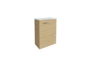 4260527900993 - B STYLE SBC Gäste-WC Set 2 Teile – Waschtischunterschrank in Holz Braun mit Waschbecken aus Glas in Weiß – Waschbeckenunterschrank schmal