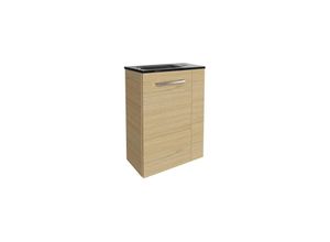 4260527901013 - B style sbc Gäste-WC Set 2 Teile – Waschtischunterschrank in Holz Braun mit Waschbecken aus Glas in Anthrazit – Waschbeckenunterschrank schmal –