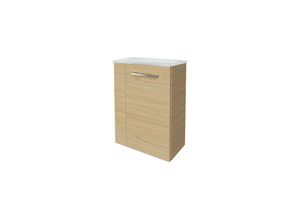 4260527901020 - B style sbc Gäste-WC Set 2 Teile – Waschtischunterschrank in Holz Braun mit Waschbecken aus Glas in Weiß – Waschbeckenunterschrank schmal –