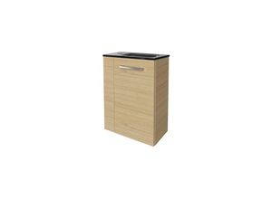 4260527901044 - B style sbc Gäste-WC Set 2 Teile – Waschtischunterschrank in Holz Braun mit Waschbecken aus Glas in Anthrazit – Waschbeckenunterschrank schmal –