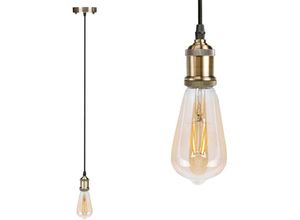 4260529932480 - Vellight - Universal Schnurpendel Retro mit E27 Filament led Bronze   Kabel Textil schwarz