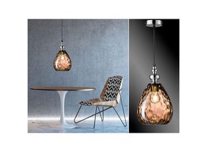 4260529939823 - Meinewunschleuchte - Kleine led Pendelleuchte mit Glas Lampenschirm Amberfarbig ø 20cm