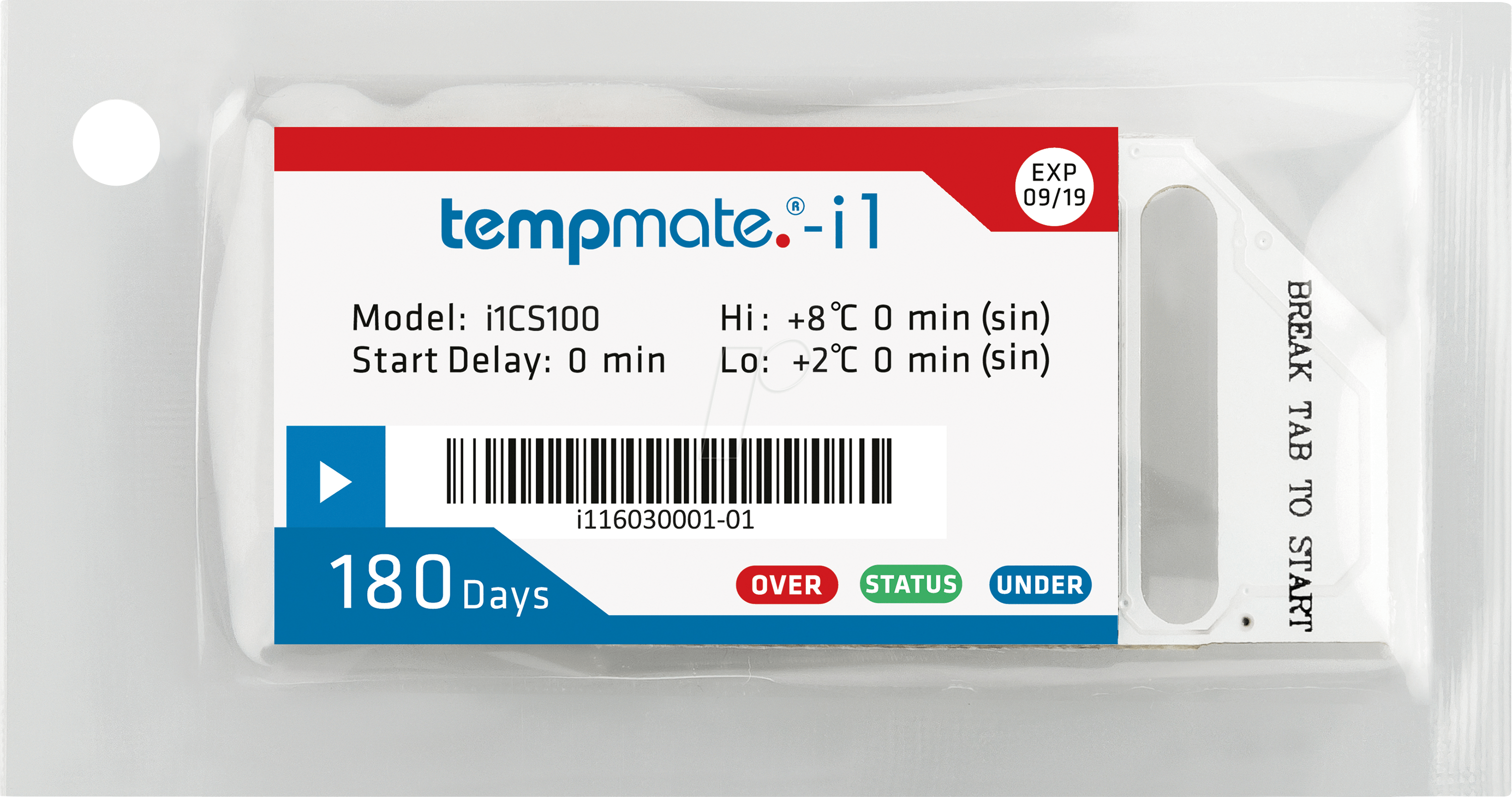 4260531770285 - I1CS400 - Einweg-Datenlogger TEMPMATE®-i1 01°- 40°C  IP67