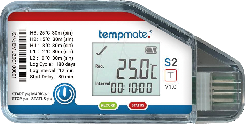 4260531771749 - S2T-000 - Einweg-Datenlogger TEMPMATE®-S2T IP65