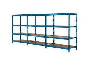 4260532289625 - Komplettangebot Weitspann-Steckregal 600 B 4650 x T 600 x H 2000 mm 1 Grundregal 2 Anbauregale & 12 Böden Stahl himmelblau RAL 5015