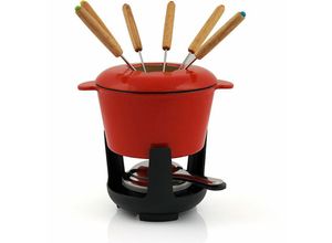 4260532291963 - Bbq-toro - 13-teiliges Gusseisen Fondue Set für 6 Personen 1 l emailliert rot