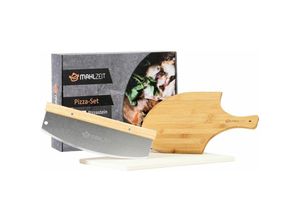 4260532296111 - 3-teiliges Pizza Set 40 x 30 cm Pizzastein mit Schaufel und Messer - Mahlzeit