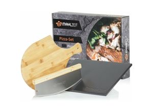 4260532296982 - Mahlzeit 3-teiliges Pizza Set 38 x 30 cm Pizzastein mit Schaufel und Messer