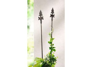 4260537622052 - Dekoleidenschaft - 2x Gartenstecker Französische Lilie aus Metall 110 cm hoch Antik Optik Dekostecker Gartendeko für Draußen