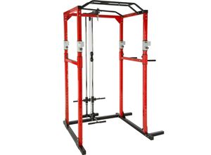 4260541023173 - tectake® Power Rack mit Latzug höhenverstellbare Langhantelablagen und Sicherheitsstreben 136 x 1425 x 215 cm