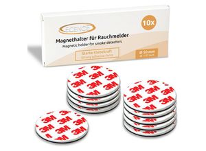 4260545433213 - Ecence - 10x Magnethalterung 50mm für Rauchmelder Feuermelder Magnet-Befestigung