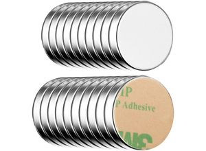 4260545435590 - Ecence - Neodym Klebe-Magnete 20x selbstklebend Magnet Scheibe stark rund klein 10x15mm