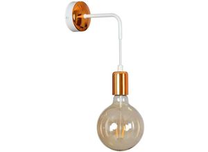 4260554865746 - Wandleuchte Sönke aus Metall in Weiß und Kupfer 1xE27 max60W - brown - Famlights