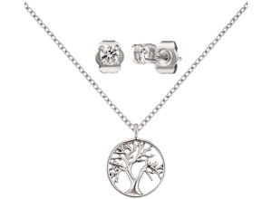 4260562164862 - Ohrring und Ketten Set ENGELSRUFER Multipack Schmuck Geschenk LEBENSBAUM ERMT-LILTREE Schmuck-Sets silberfarben (silberfarben kristallweiß kristallweiß) Damen Brautschmuck mit Zirkonia (synth)