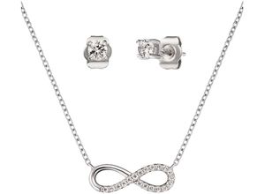 4260562164992 - Ohrring und Ketten Set ENGELSRUFER Schmuck Geschenk INFINITY UNENDLICHKEITSSCHLEIFE ERMT-LILINFINITY-ZI Schmuck-Sets silberfarben (silberfarben kristallweiß kristallweiß) Damen Brautschmuck mit Zirkonia (synth)