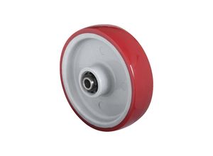 4260565391296 - EUROKRAFTbasic PU-Rad rot auf Polyamidfelge Rollenlager in Edelstahl ab 2 Stk Rad-Ø x Breite 125 x 32 mm