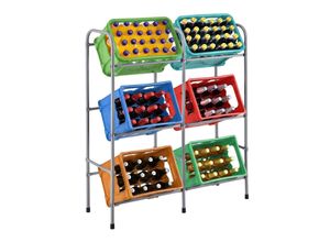 4260565522355 - Getränkekistenregal Cool – Kistenregal für bis zu 6 Kisten je 17 kg – Getränkeständer platzsparend aus Metall – Getränkeregal 96 × 34 × 116 cm