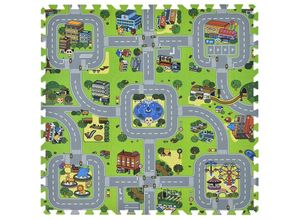 4260565524199 - Kinder Puzzlematte Jascha 9 Teile – Stadt & Straßen – rutschfest & abwischbar – 1cm dick – Spielmatte ab 10 Monate – Baby Puzzle Spielteppich - Juskys