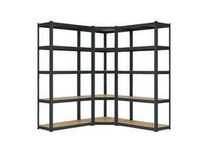 4260565525677 - 3er Metall Regalsystem 1 Eckregal & 2 Lagerregale 15 Böden aus MDF Holz 2625 kg Grau 4260565525677 - 3er Metall Regalsystem 1 Eckregal & 2 Lagerregale 15 Böden aus MDF Holz 2625 kg Grau