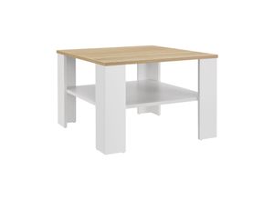 4260565526520 - Couchtisch mit Ablage 60x60x40 cm - Holz pflegeleicht robust - Moderner Beistelltisch für Zeitschriften & Fernbedienung – Weiß   Holzoptik - Juskys