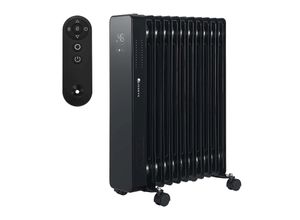 4260565526711 - Elektroheizung Ölradiator 2500W - Wi-Fi Steuerung Fernbedienung & Touch-Display - Energiesparender Radiator 2 Heizstufen 24h Timer - Schwarz