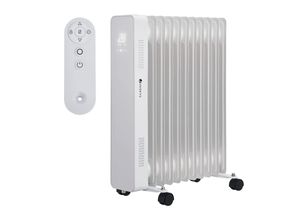 4260565526728 - Elektroheizung Ölradiator 2500W - Wi-Fi Steuerung Fernbedienung & Touch-Display - Energiesparender Radiator 2 Heizstufen 24h Timer - Weiß - Juskys