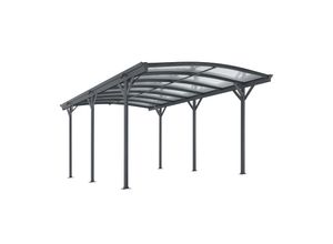 4260565526919 - Carport 5x3 m Dunkelgrau- Überdachung aus Aluminium mit Doppelstegplatten - Unterstand für Autos - freistehende Montage - mit Bogendach - Juskys