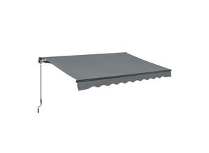 4260565527053 - Markise 250 x 200 cm für Terrasse & Balkon - mit Kurbel & Halterung - Gelenkarmmarkise Grau