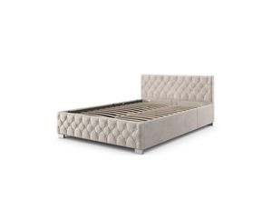 4260565527152 - Polsterbett Nizza - Bettgestell mit Lattenrost Stauraum & led Beleuchtung - Bett mit Samtbezug & Chesterfield-Steppung - 120x200 cm Beige - Juskys