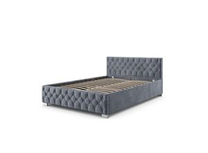 4260565527169 - Polsterbett Nizza - Bettgestell mit Lattenrost Stauraum & led Beleuchtung - Bett mit Samtbezug & Chesterfield-Steppung - 120x200 cm Grau - Juskys