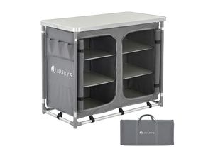 4260565528715 - Campingküche Ruda - Outdoor Küche faltbar mit Schrank - Campingschrank für Zelt - Grau