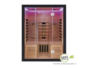 4260565528944 - Infrarotkabine Helsinki 150 Dual Technologie led - Infrarotsauna 150x150 cm - 1 Bank 2 Liegen für 3 Personen - Wärmekabine Schwarz Black - Artsauna