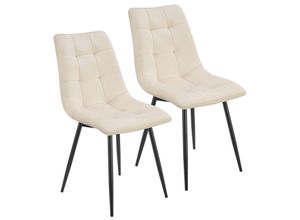 4260565529026 - Esszimmerstühle Blanca 2er Set - Samt Stühle gepolstert - Stuhl für Esszimmer Küche & Wohnzimmer - modern belastbar bis 120 kg Beige - Juskys