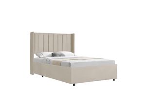 4260565529163 - Polsterbett Savona 120x200 cm - Bett mit Stauraum Lattenrost Samt-Bezug - Bettgestell aus Holz bis 250 kg großes Kopfteil - Beige - Juskys