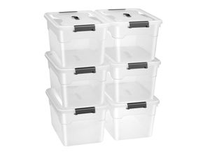 4260565529286 - Aufbewahrungsbox mit Deckel - Kunststoff Boxen groß stapelbar transparent - Box Aufbewahrung Aufbewahrungsboxen - 6er Set mit je 30L - Juskys