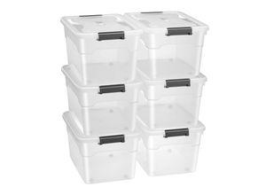 4260565529309 - Aufbewahrungsbox mit Deckel - Kunststoff Boxen groß stapelbar transparent - Box Aufbewahrung Aufbewahrungsboxen - 6er Set mit je 45L - Juskys