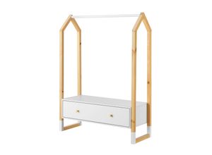 4260565529637 - Kinder Kleiderständer Filla - große Schublade Kleiderstange offener Ständer - Kindergarderobe aus Holz - Mädchen & Jungs - Garderobe Weiß - Juskys