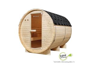 4260565529668 - Outdoor Fasssauna Spitzbergen 220 - 8 kW Ofen Saunasteine & Zubehör - Saunafass aus Fichtenholz - Gartensauna - 6 Personen - Artsauna