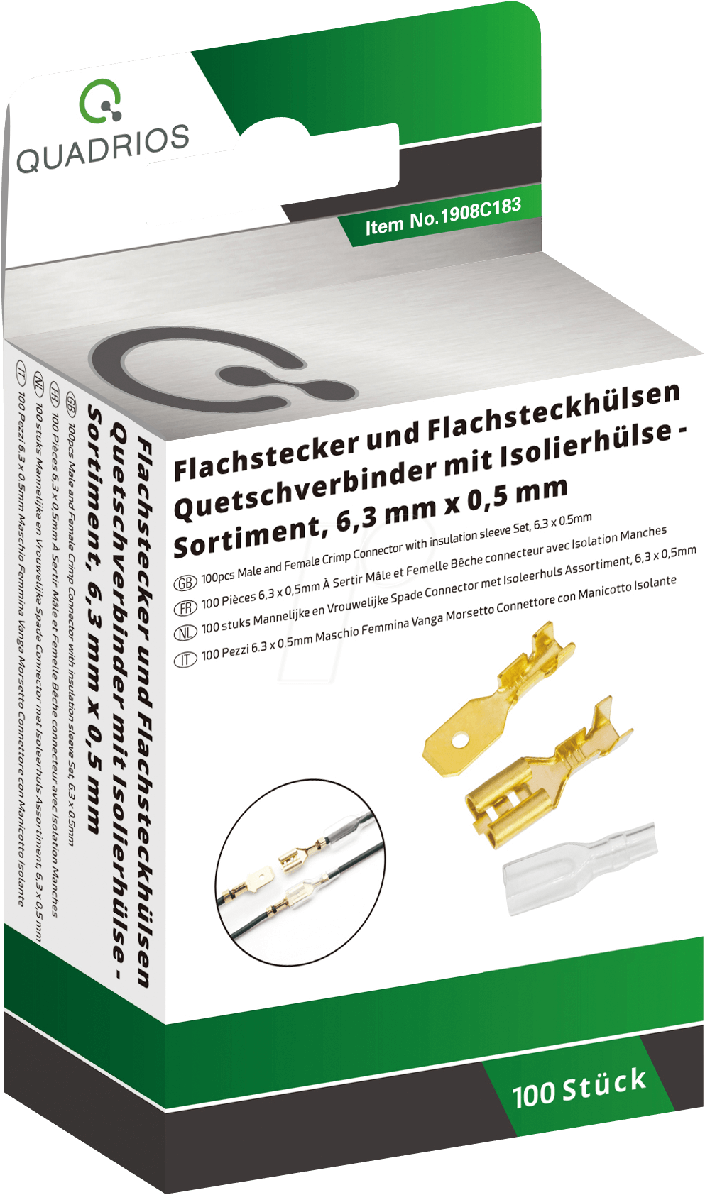 4260573964963 - QUAD 1908C183 - Flachstecker-hülsen Set 05 x 63 mm  05 -15 mm² 100-teilig