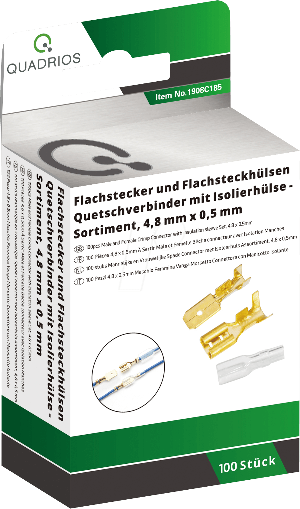 4260573964987 - 1908C185 Quetschverbinder-Sortiment 150 mm² 250 mm² Messing Transparent 100 Teile - Quadrios