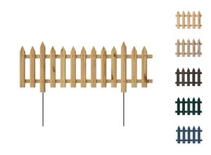 4260575625404 - Floranica Gartenzaun 1 STK 103cm Höhe 20cm Unbehandelt Kiefer Steckzaun mit Metallstäben Zaun für Be