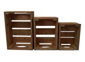 4260575628177 - Floranica Holzkiste Lärche Braun 3er Set Gartendeko Aufbewahrungsboxen Obstkisten Blumentopf Holz Ki