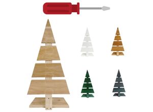 4260575628436 - Floranica Weihnachtsdeko Weihnachtsbaum Lärchenholz Höhe 59 cm Fußbreite 27 cm Unbehandelte Holzweih