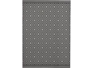 4260578026604 - Teppich FREUNDIN HOME COLLECTION Breeze Teppiche Gr B L 160 cm x 230 cm 8 mm 1 St schwarz (schwarz creme) Esszimmerteppiche In-& Outdoor Wetterfest Balkon Garten Wohnzimmer Rauten