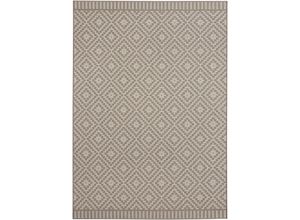 4260578026642 - Teppich FREUNDIN HOME COLLECTION Breeze Teppiche Gr B L 160 cm x 230 cm 8 mm 1 St grau (taupe creme) Esszimmerteppiche In-& Outdoor Wetterfest Balkon Garten Wohnzimmer Rauten